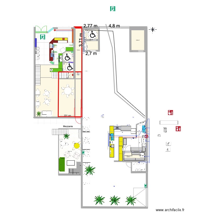 plan installation cuisine  et réseau EU bar patio NF  14 04 25 V3. Plan de 5 pièces et 50 m2