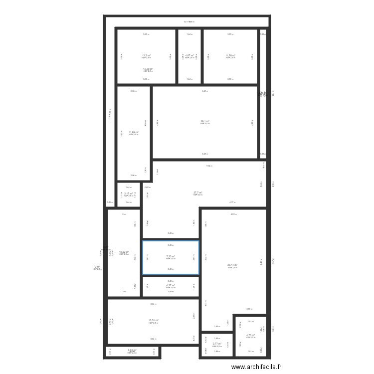 Felina 2. Plan de 20 pièces et 191 m2