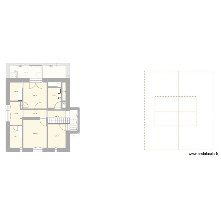 plan RdeCH TRAVAUX. Plan de 18 pièces et 121 m2