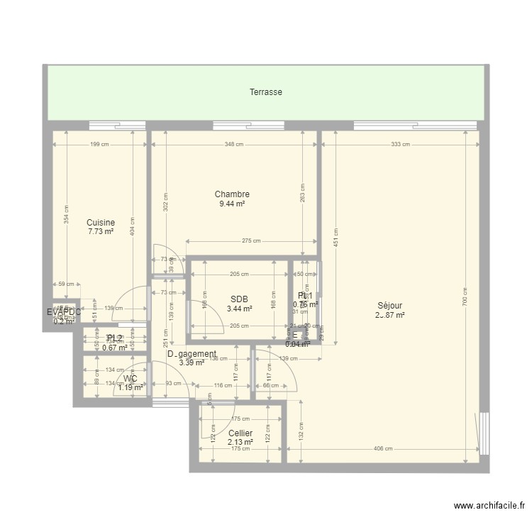 ApptJuju_origin. Plan de 12 pièces et 66 m2