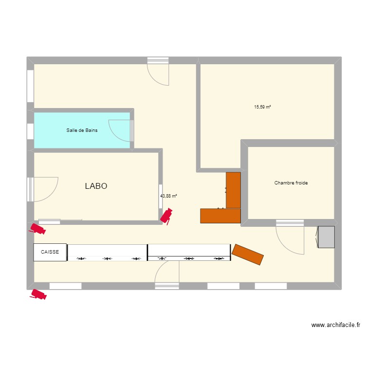Boucherie Félix La Gaude. Plan de 5 pièces et 85 m2