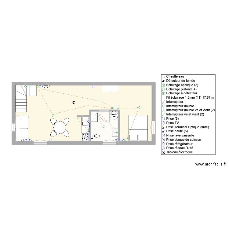 bt c niv 01. Plan de 2 pièces et 40 m2