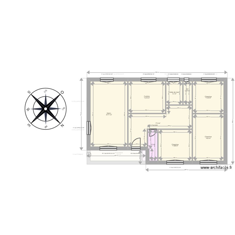 Garrigue. Plan de 16 pièces et 223 m2