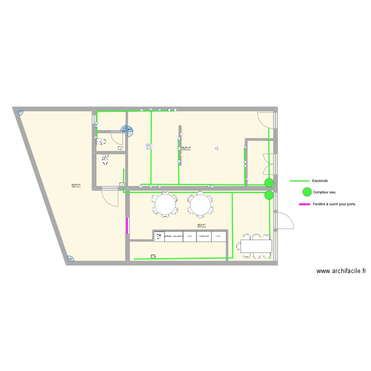 ELECTRICITE fd. Plan de 3 pièces et 151 m2