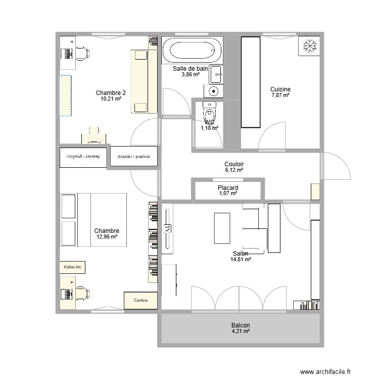 Appart Thib. Plan de 9 pièces et 62 m2