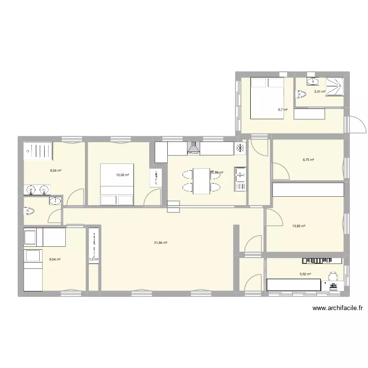 A22. Plan de 11  et 115 m²