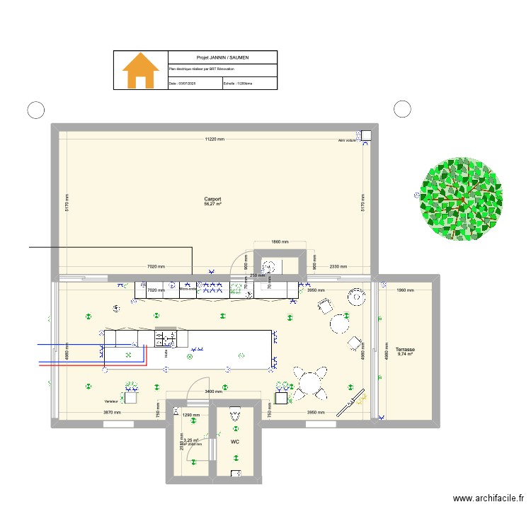 JANNIN. Plan de 4 pièces et 120 m2