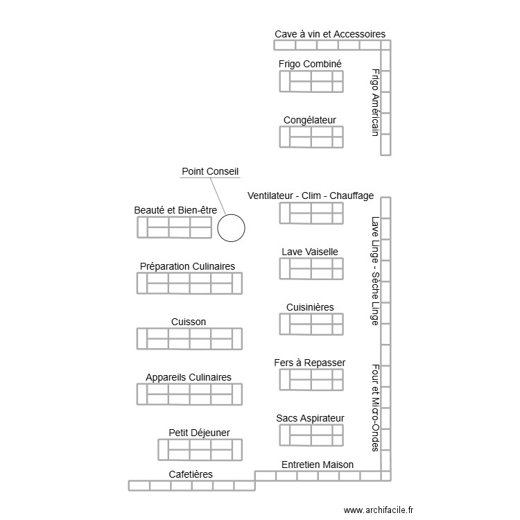 leclerc. Plan de 131 pièces et 30 m2