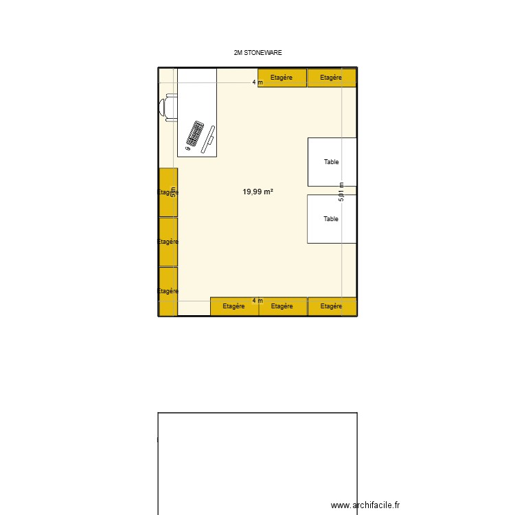 Stand 2m ,. Plan de 1 pièce et 20 m2