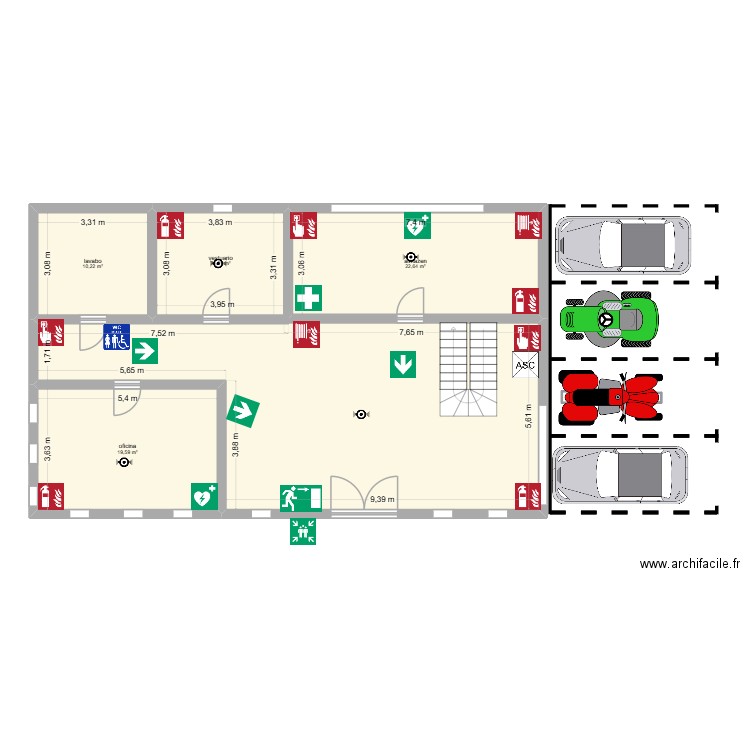 empresa junior. Plan de 4 pièces et 126 m2