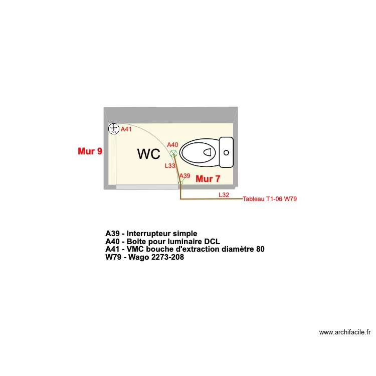 Appt Fred - Plan 5 - Electricité WC - 2023-12-17-18h55. Plan de Appt Fred - Plan 5 - Electricité WC - 2023-12-17-18h55. Plan de