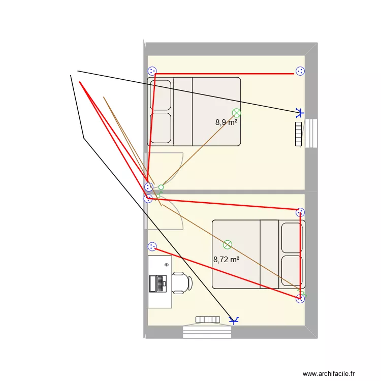 Paimpol-Etage-Elec. Plan de 2 Pièces et 18 m²