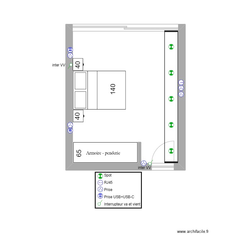 Chambre D. Plan de 0 pièce et 0 m2