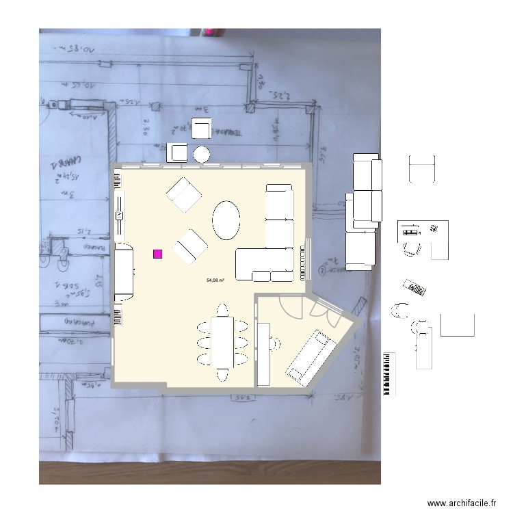 the party lØVE 2. Plan de 1 pièce et 54 m2