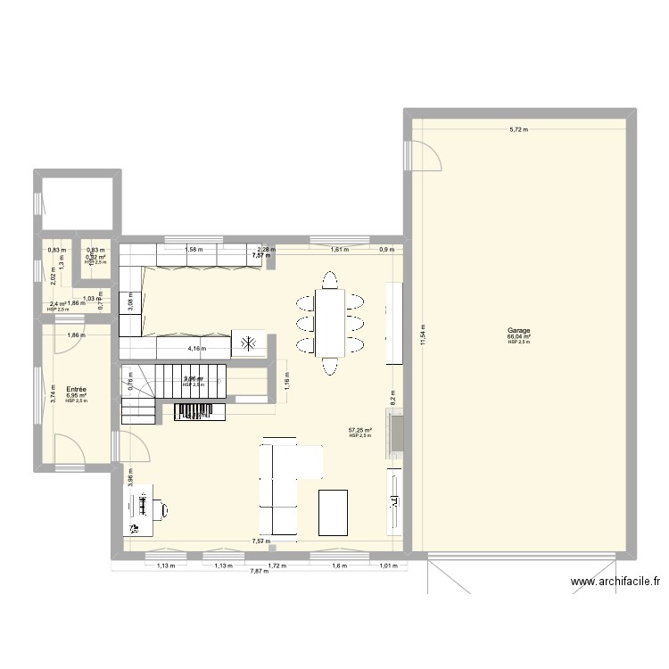 Rez-de chaussée-v2-aménagé. Plan de 6 pièces et 137 m2
