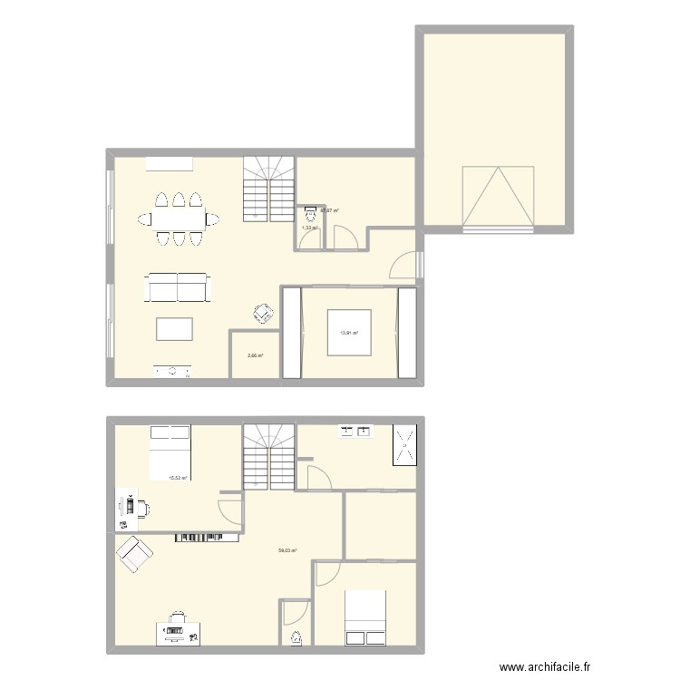 maison 2. Plan de 6 pièces et 186 m2
