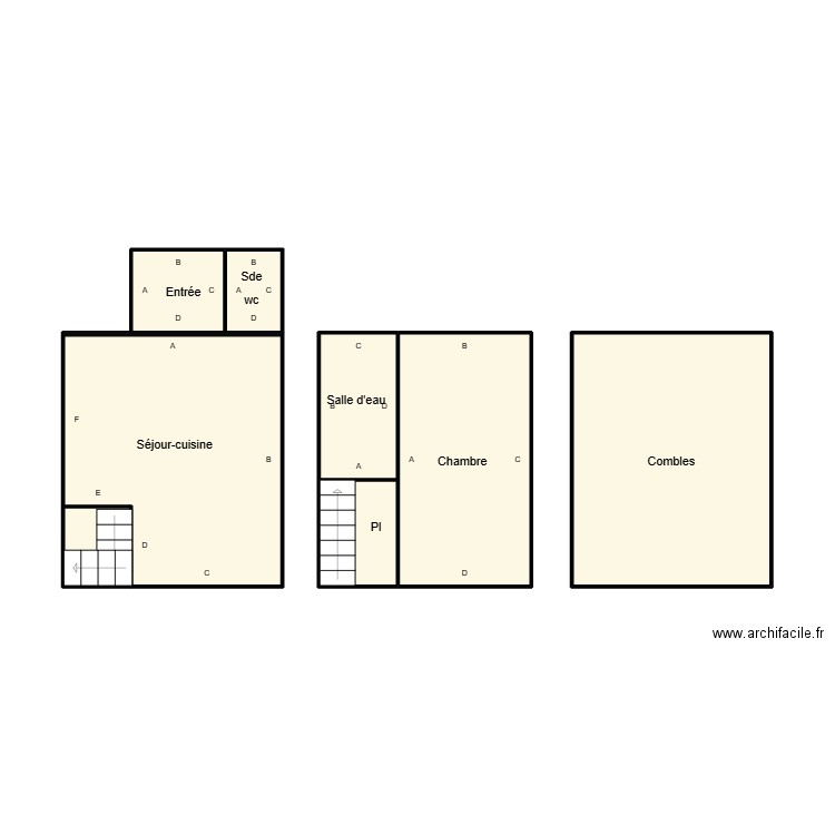 TREFFIAGAT GUICHARD. Plan de 8 pièces et 42 m2