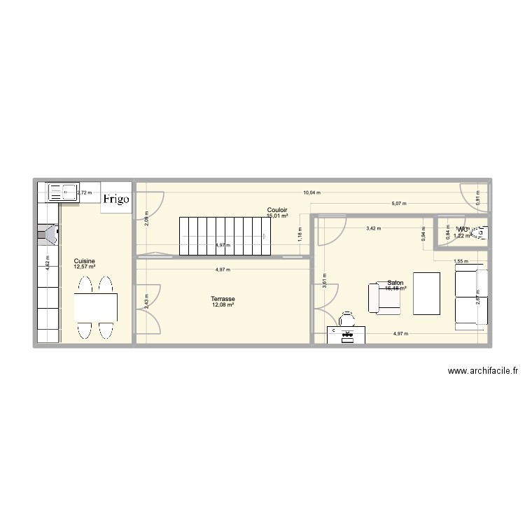Libourne. Plan de 5 pièces et 57 m2