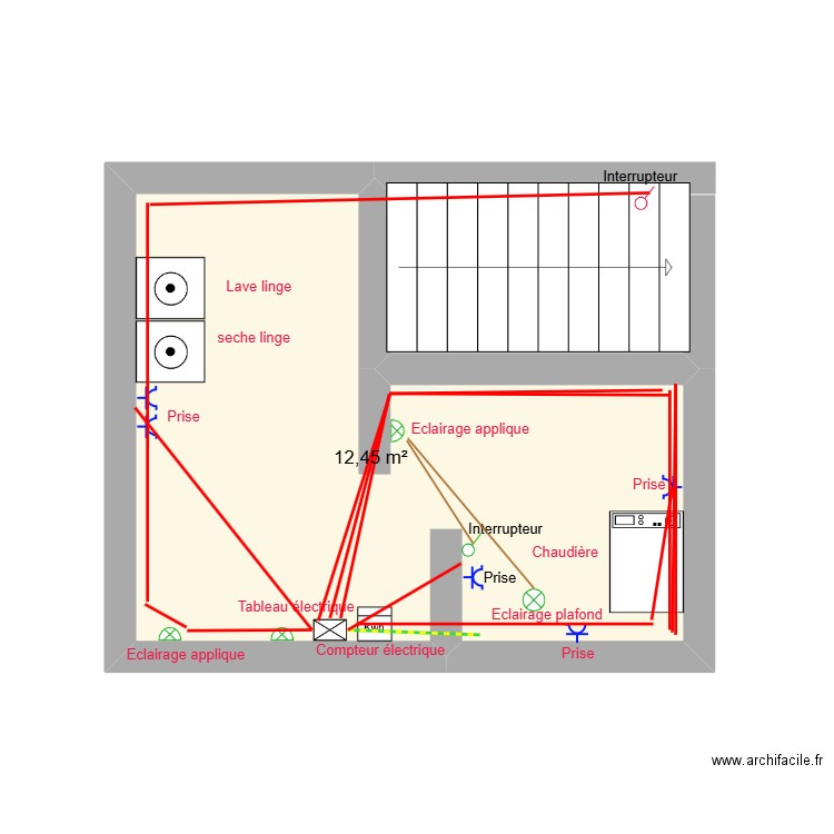 cave. Plan de 1 pièce et 12 m2