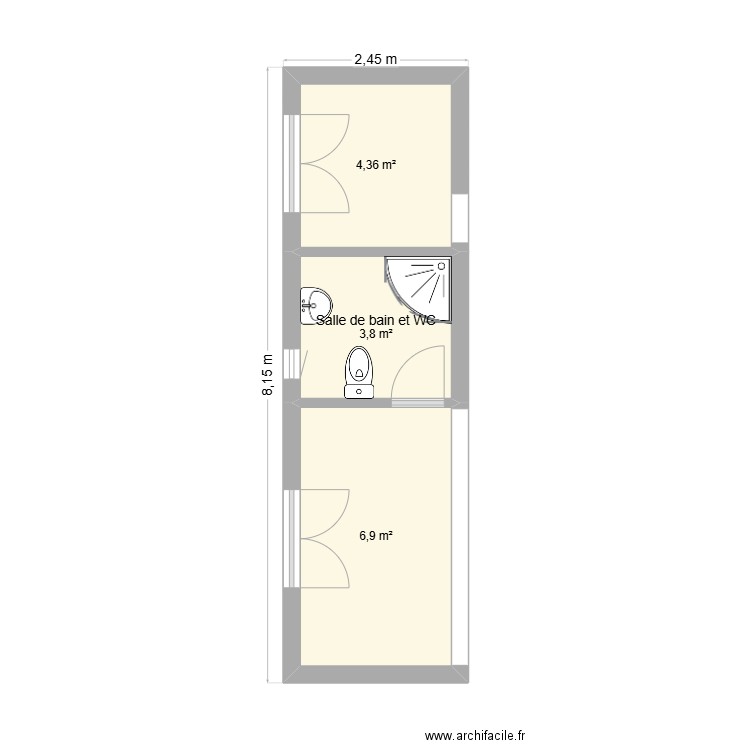 Extension K. Plan de 3 pièces et 15 m2