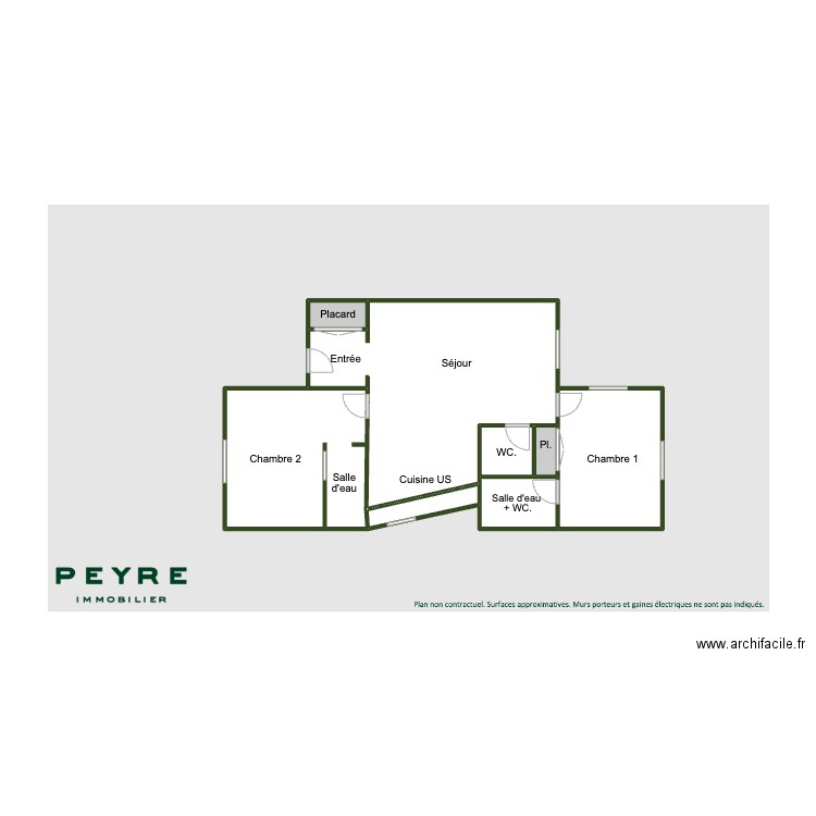 Plan Dragon - 3 pièces . Plan de 8 pièces et 35 m2