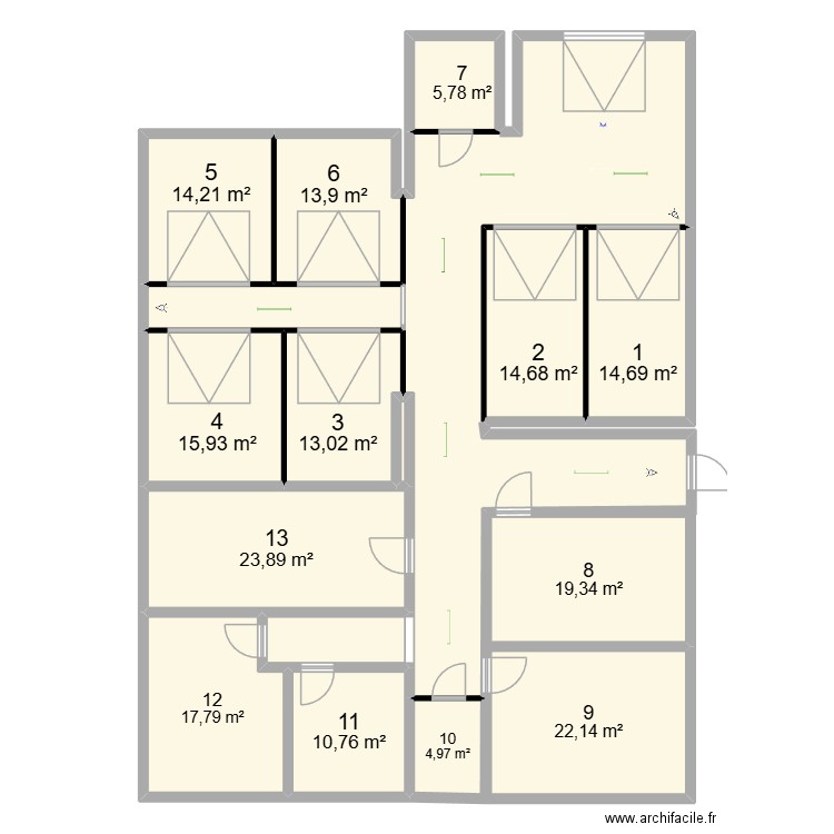 entrepôt elec. Plan de 17 pièces et 275 m2
