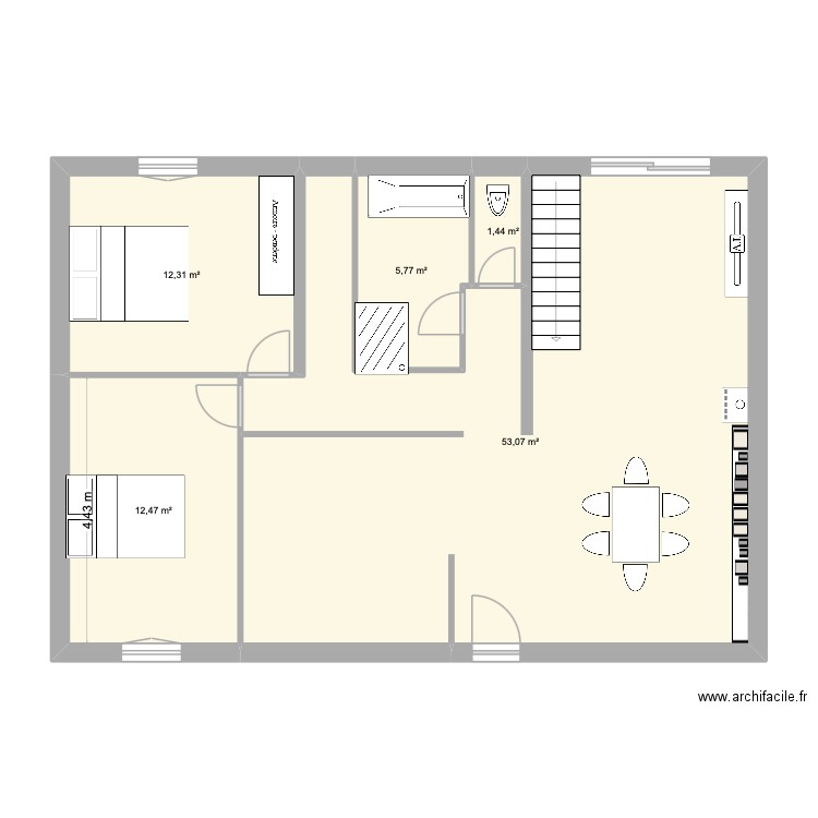 maison saint Sebastien. Plan de 5 pièces et 85 m2