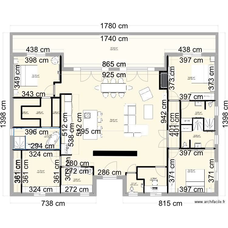 villa gare andrea bis. Plan de 17 pièces et 215 m2