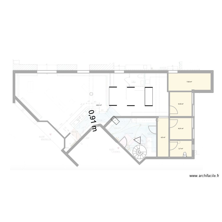 Plan pharmacie nouvelle 1. Plan de 6 pièces et 119 m2