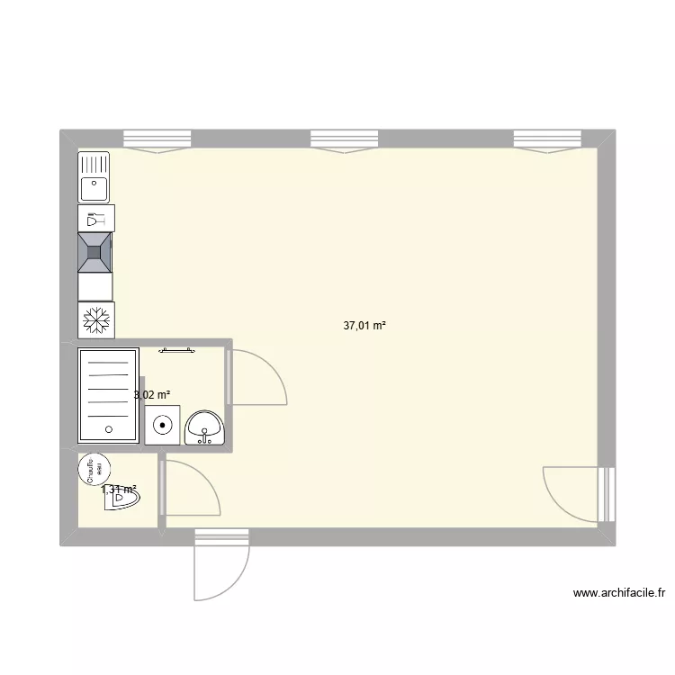 PLAN PLOMBIER. Plan de 3 pièces et 41 m²