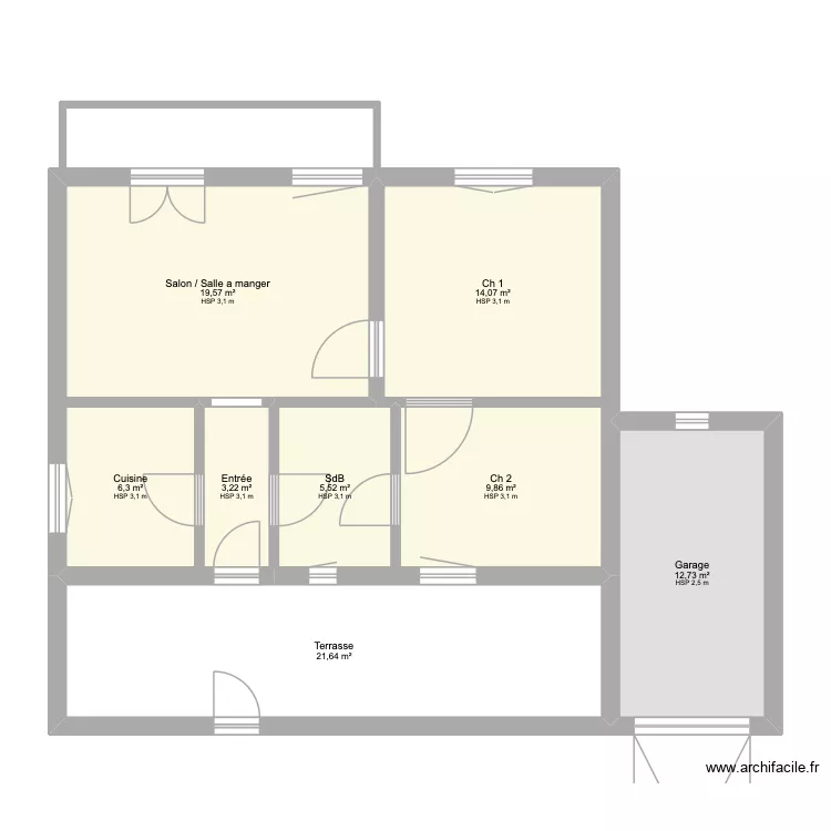 Maison SMV - base. Plan de 8  et 93 m²