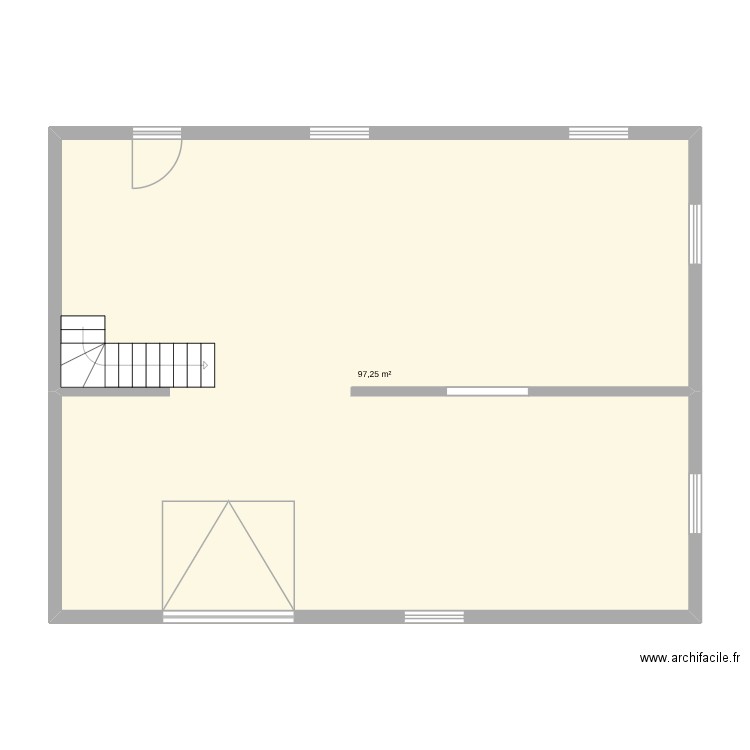 RDC-. Plan de 1 pièce et 97 m2