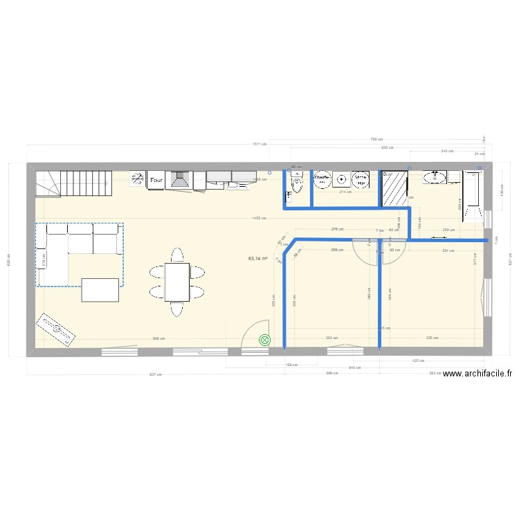 Appt A rdc 251123. Plan de 1 pièce et 83 m2