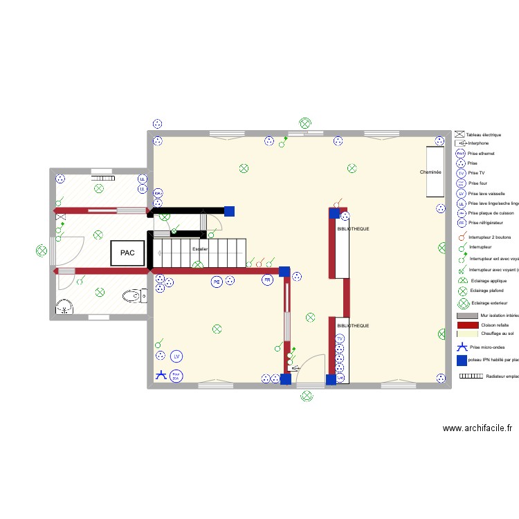 MAISON RDC. Plan de 5 pièces et 64 m2