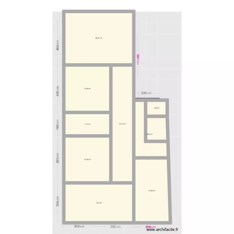 surface mur momuy. Plan de 