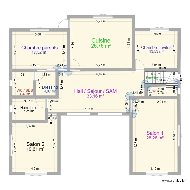3roubia modele5_plan RDC. Plan de 10 pièces et 156 m2
