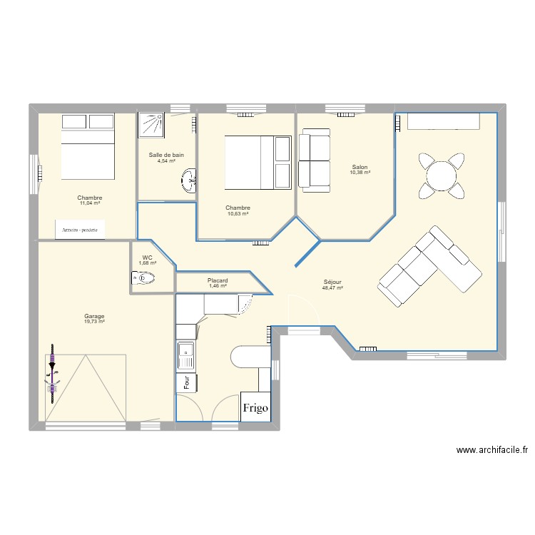 maison 1. Plan de 8 pièces et 108 m2