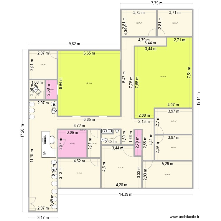 HUGO. Plan de 17 pièces et 283 m2