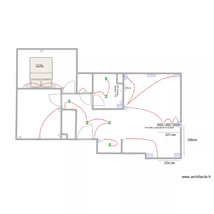 ENOUF. Plan de 1 Pièce et 9 m²