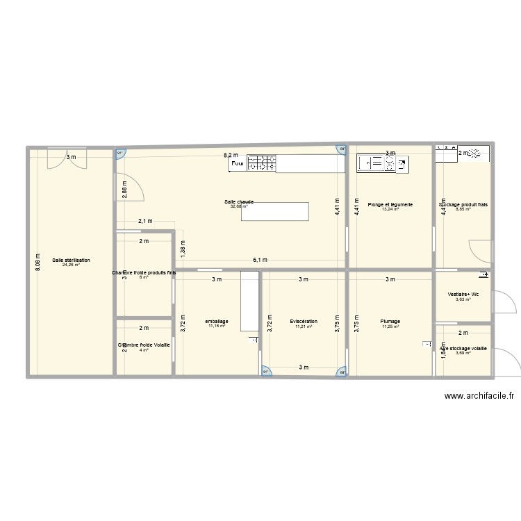Atelier David Faure. Plan de 11 pièces et 130 m2