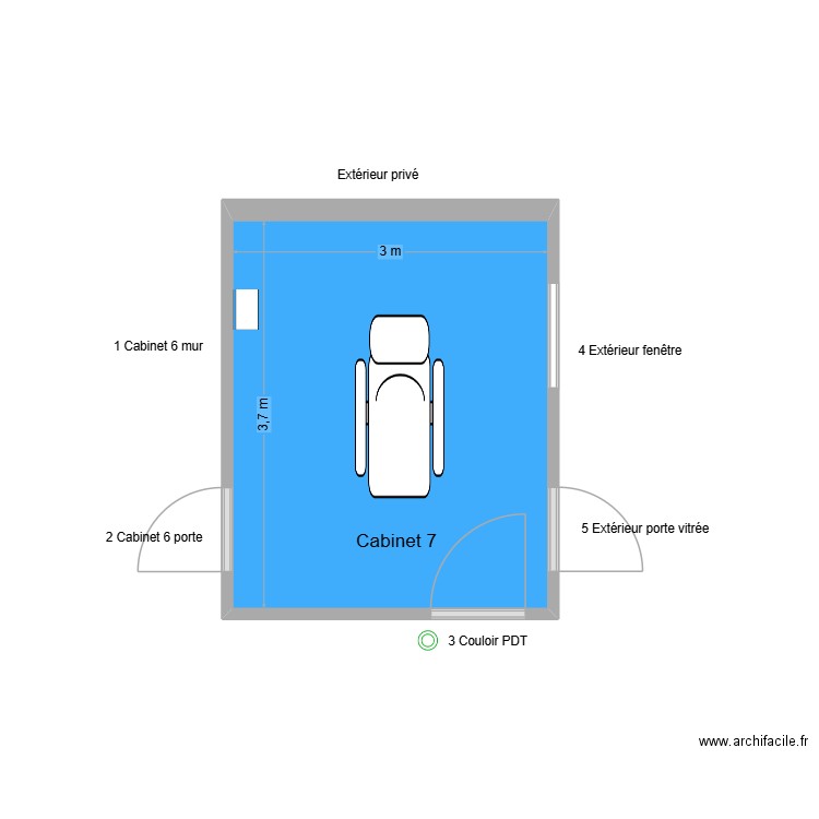 60710 Cabinet 7. Plan de 1 pièce et 11 m2