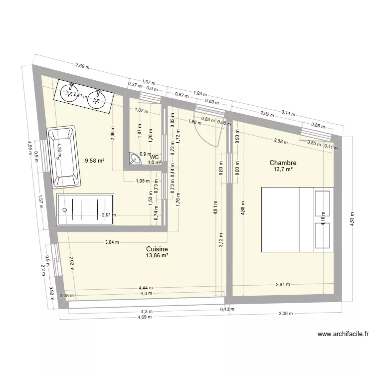 PLAN DEPENDANCE - AZE DETAILLE. Plan de 4  et 38 m²