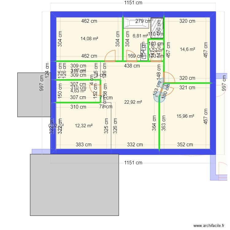 maison 2. Plan de 18 pièces et 273 m2