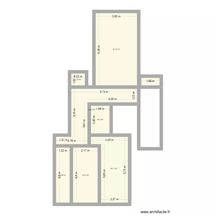 Voltaire 177 test. Plan de 8  et 73 m²
