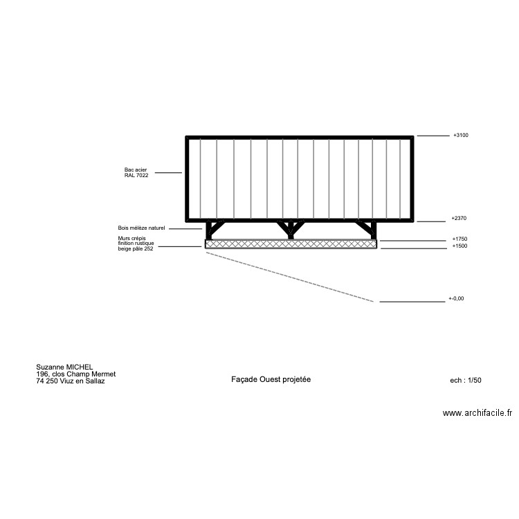 FACADE OUEST 1. Plan de 8 pièces et 16 m2