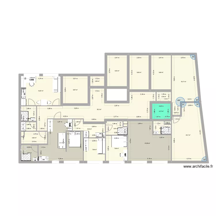 Bron - Plan d\'am&eacute;nagement indice A. Plan de 23  et 223 m²