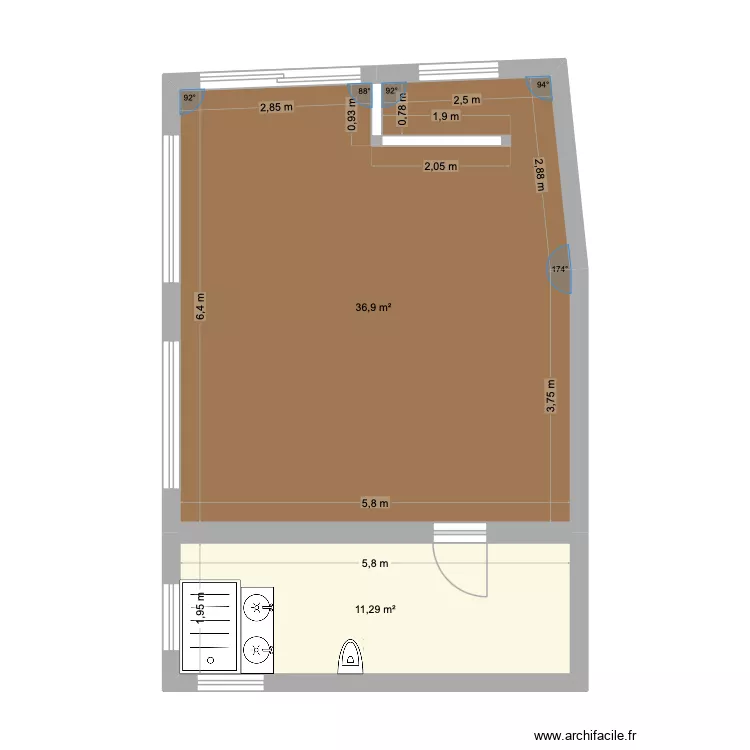Faja de Ovelha. Plan de 4 et 95 m² Faja de Ovelha. Plan de 4 et 95 m²