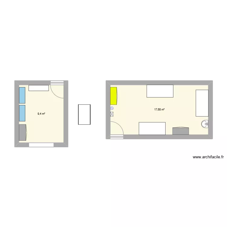 Plan &eacute;cole de collage. Plan de 2  et 27 m²