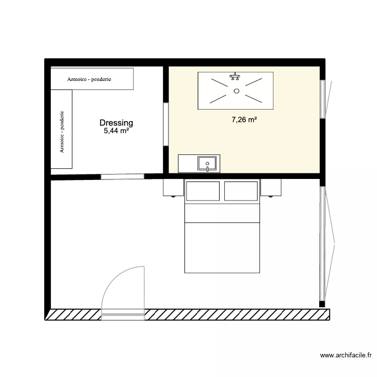 PLAN SUITE PARENTALE. Plan de 2  et 13 m²