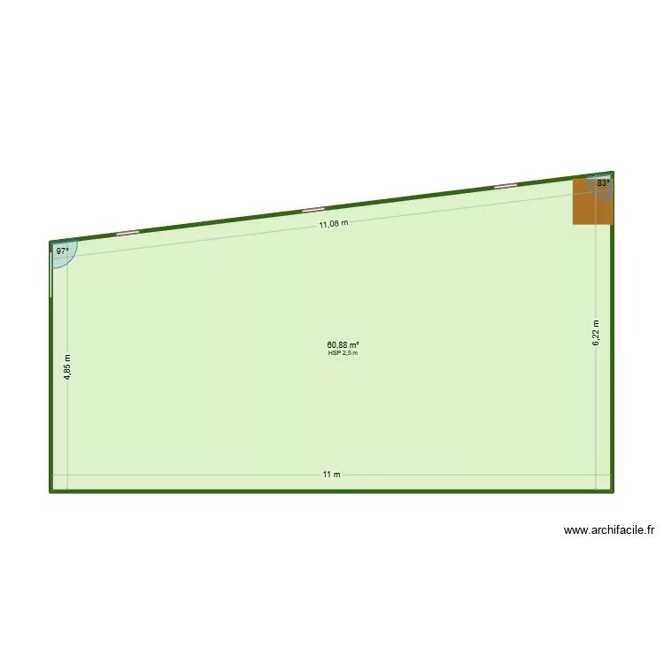 VCOE. Plan de 1  et 61 m²
